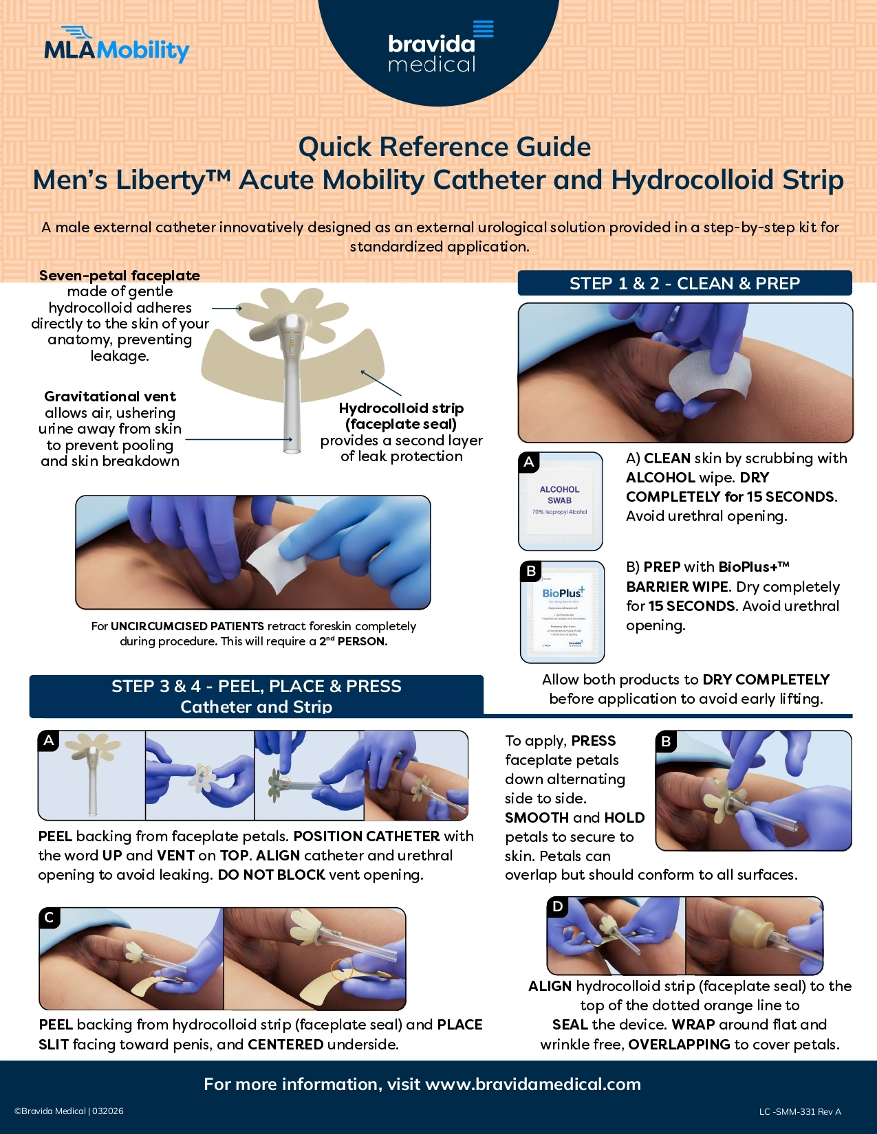 QRG Men’s Liberty™ Acute Mobility Catheter and Hydrocolloid Strip Rev A page
