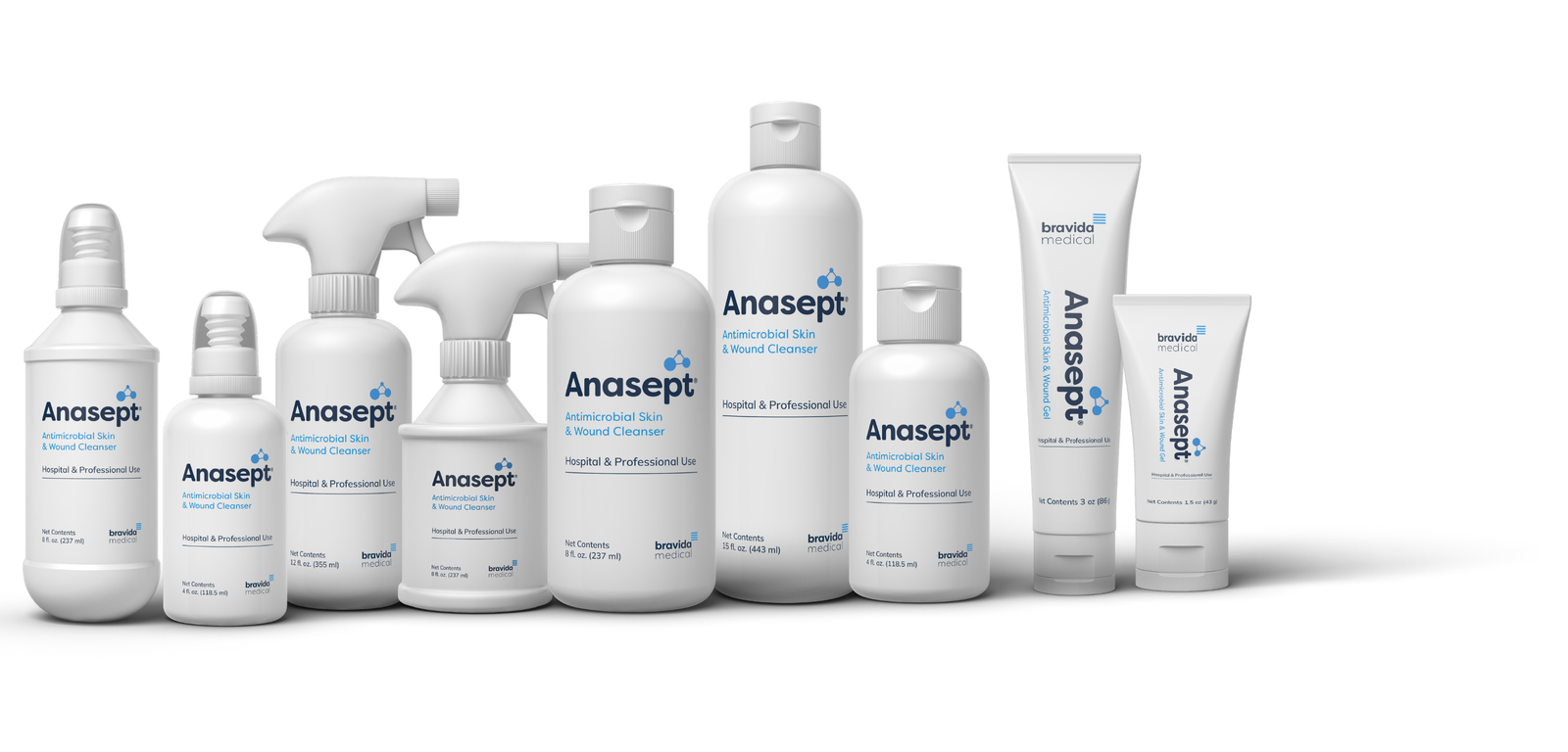 Full Anasept product family including cleansers and gels